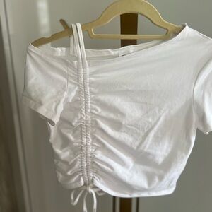 Superdown White Ruched Front T-Shirt
